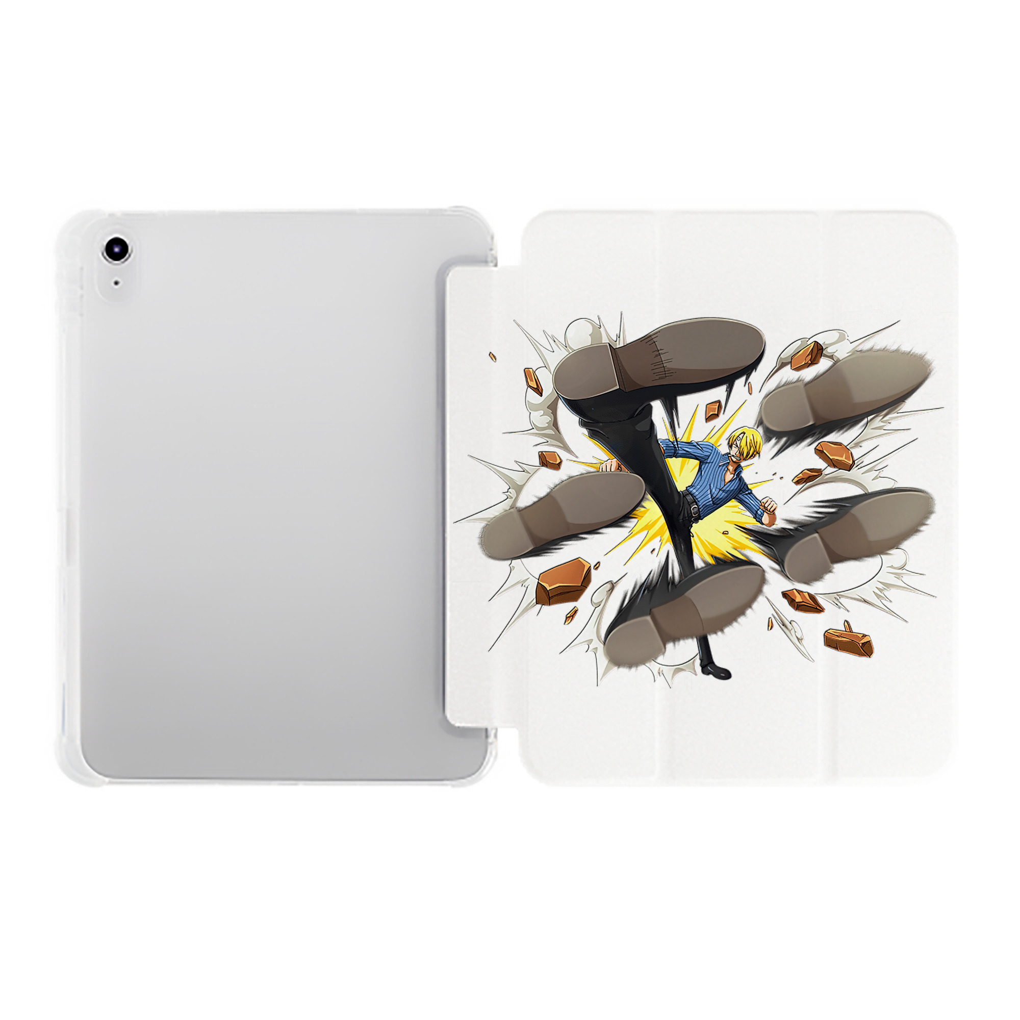 （画像用） ワンピース サンジ ONE PIECE Sanji IPad ケース ペン収納付き 三つ折りスタンド PUレザー×シリコン 対応機種9.5/10.5/10.9インチ